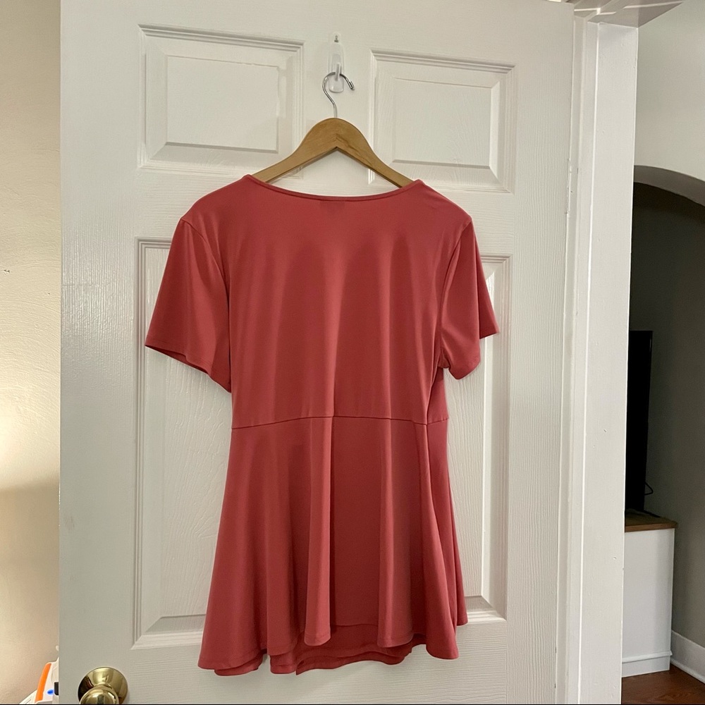 TORRID Rose Pink Knit Ruffle Tie Top Plus Size Dress Blouse Size 2X - Picture 4 of 6